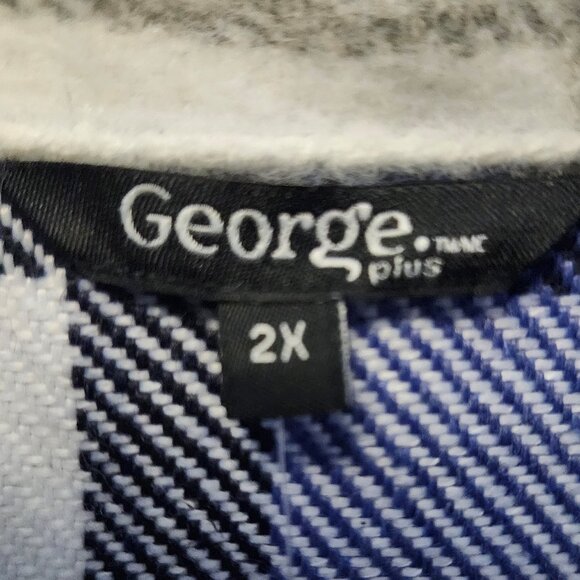 George Plus Blue Plaid Shacket (Plus Size) - Picture 9 of 12